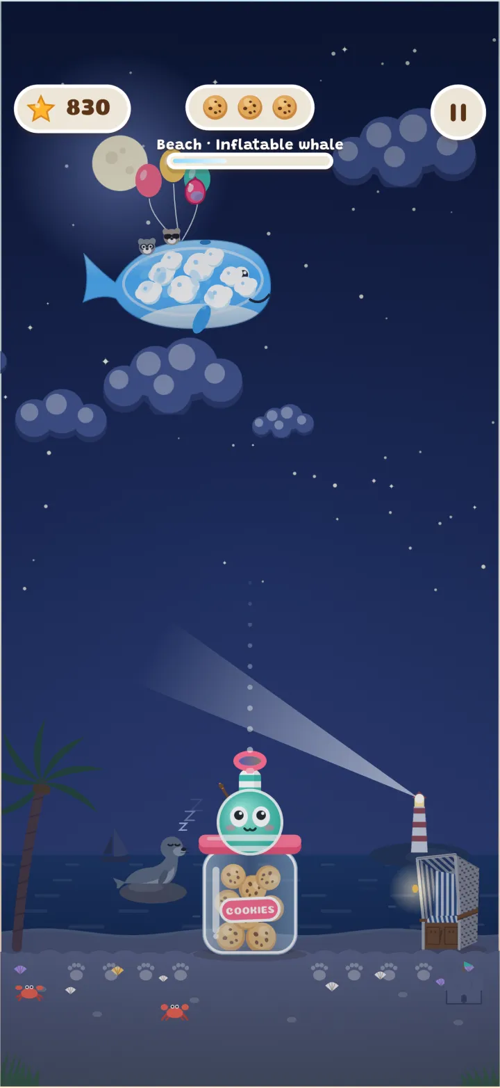 The inflatable whale in the night sky